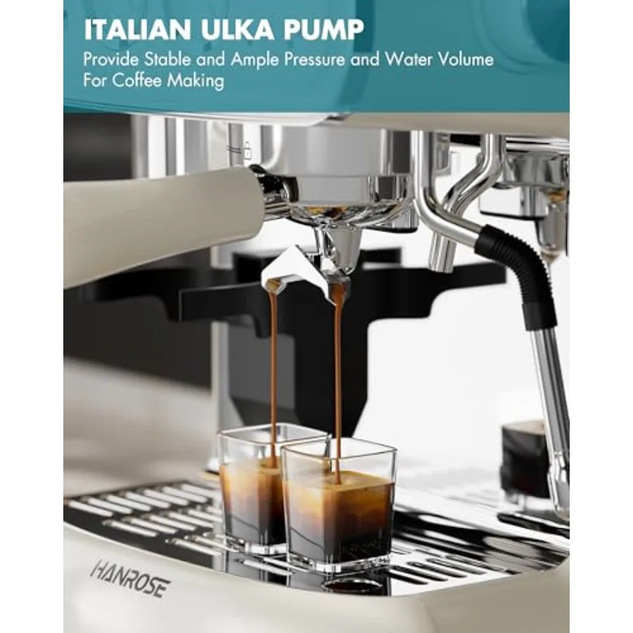 Máquina de café expreso profesional con molinillo incorporado y presión de 20 barras para uso doméstico, incluye espuma de leche, varita de vapor para Crafti