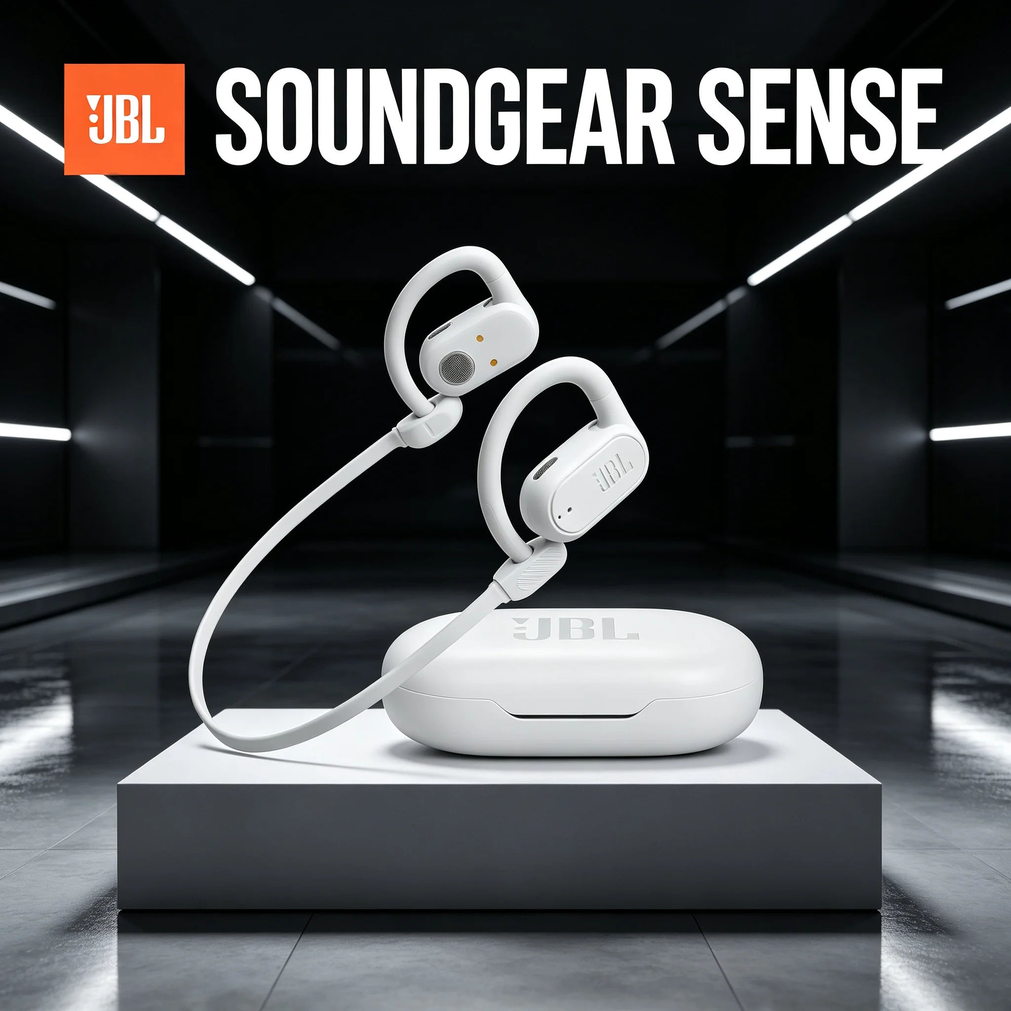 JBL Soundgear Sense Sport Wireless Earphones, Powerful Bass Audio, Fast Charging, Adjustable Ear Hooks for Secure Wearing