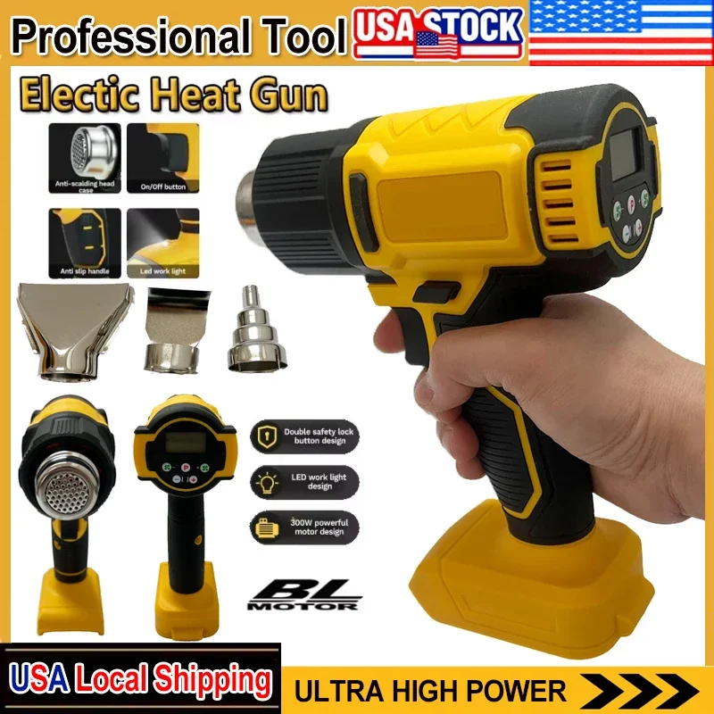 Pistola de calor DEWALT de 18V y 21V, herramienta de envoltura retráctil, pistola de aire caliente inalámbrica, secador de aire eléctrico, soplador térmico de soldadura para DeWalt