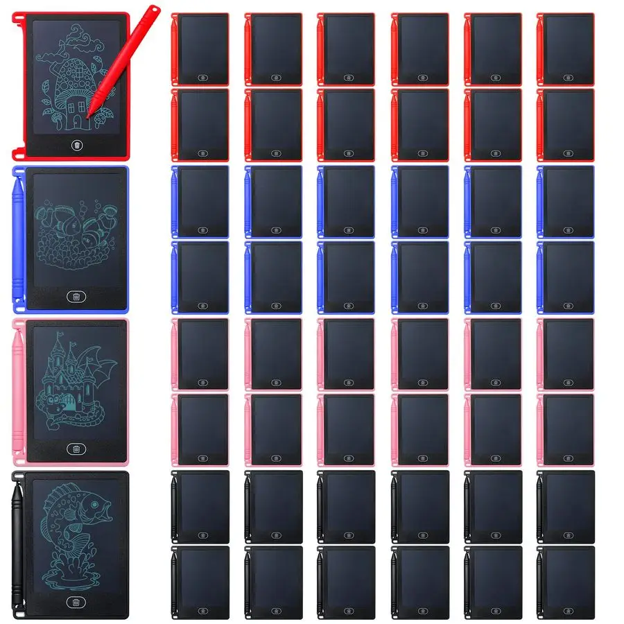 

48 шт. мини-ЖК-планшет для письма 4,72x3,54 дюйма, электронный блокнот для рисования для детей, красочная многоразовая стираемая доска для рисования с ручкой