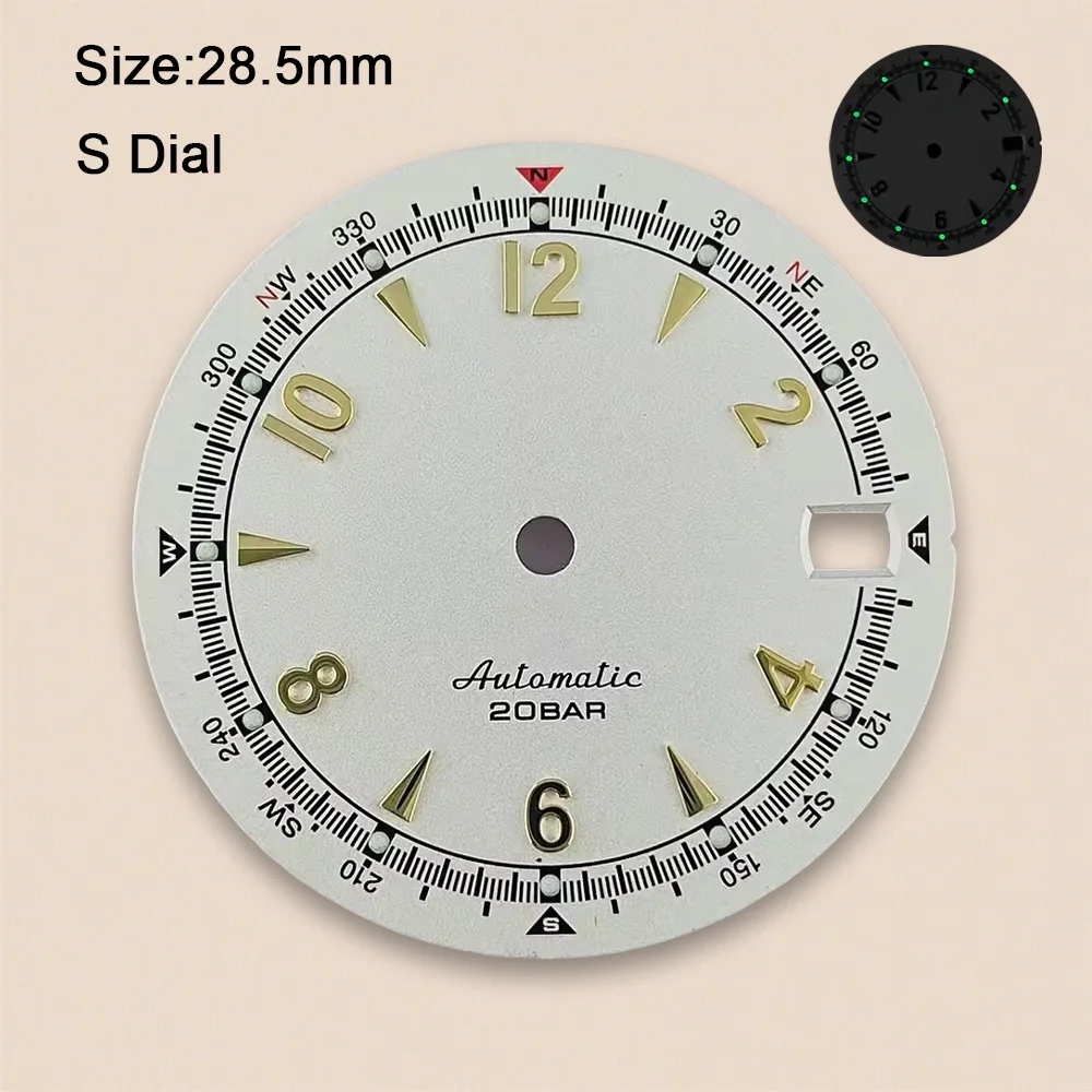 Nh35 Dial S Logo 28.5mm Retro Watch Dial Green Luminous For NH35 NH36 Movements High Quality Watch Accessories Repair Tool view 3