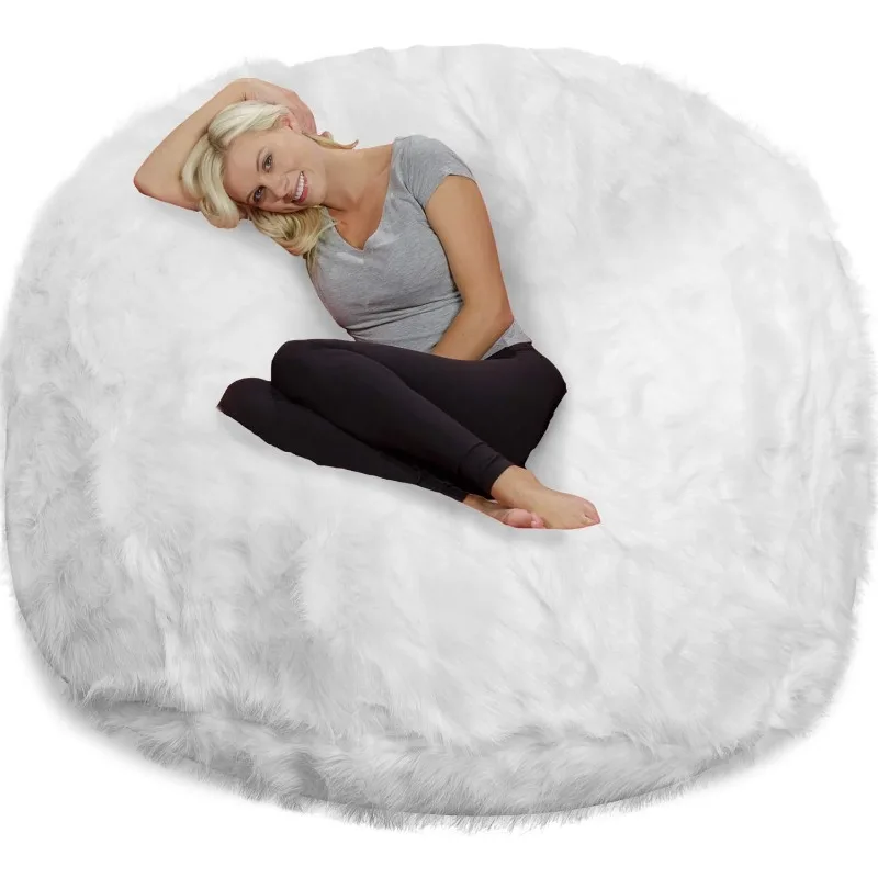 Chill Sack Bean Bag Chair: Giant 6' Memory Foam Furniture Bean Bag - Big Sofa Plush Faux Fur Cover