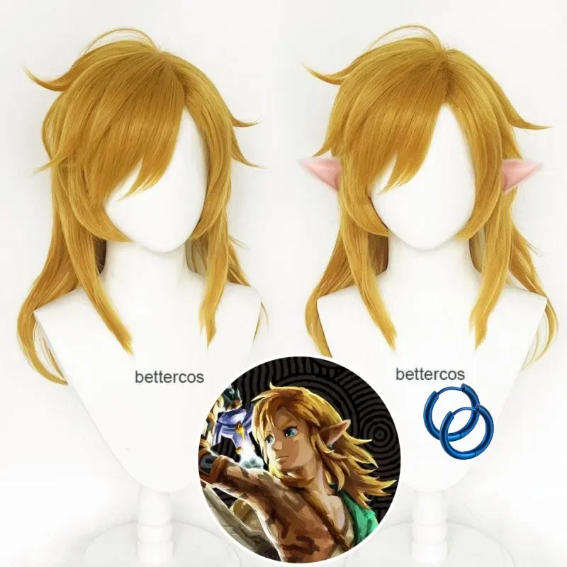 Link Wig Zelda Breath of the Wild Golden Ponytail Heat Resistant Hair Cosplay Costume Wig  Free Wig Cap