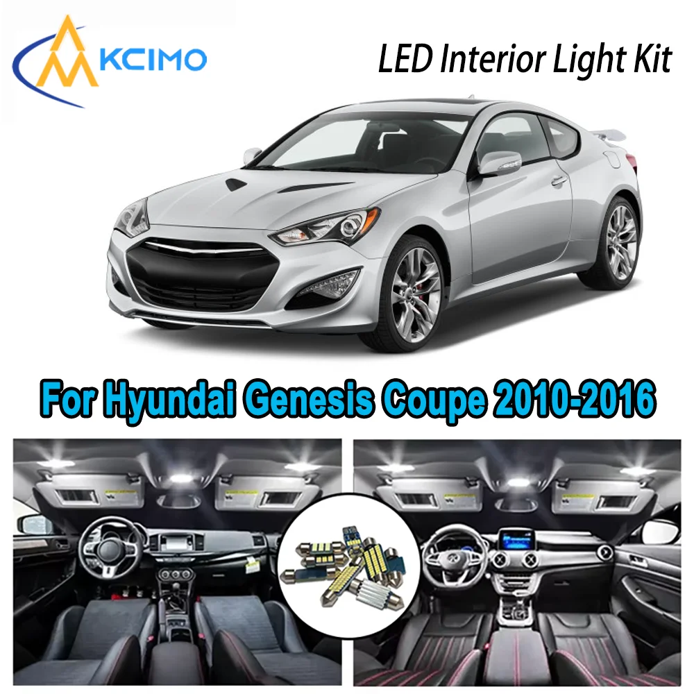 

Высококачественный светодиодный комплект интерьера для Hyundai Genesis Coupe 2010-2016 2011 2012, без ошибок, купольная карта премиум-класса, багажник, автомобильные лампы