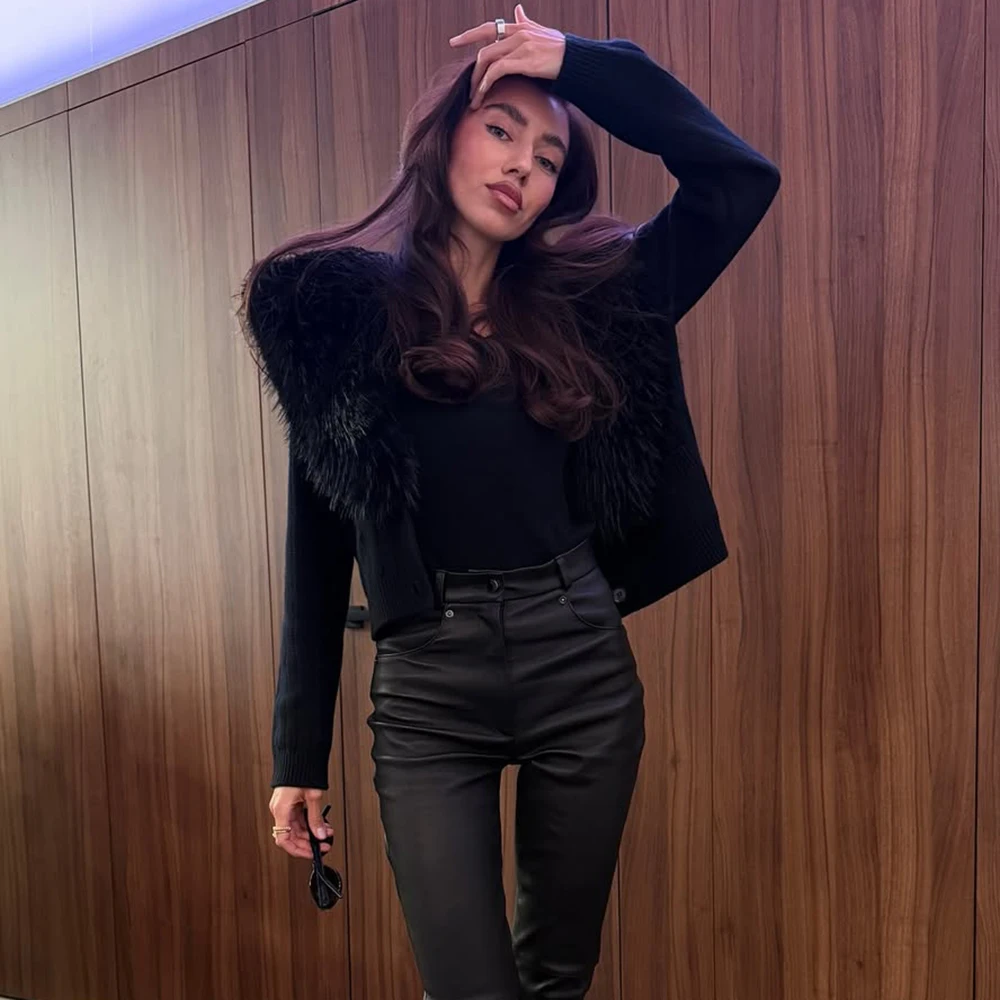 معاطف أنيقة من الفرو الصناعي من Tuularose سترة نسائية دافئة منتفخة ضيقة بأكمام طويلة وياقة موضة شتوية ملابس خارجية نسائية عالية الشارع