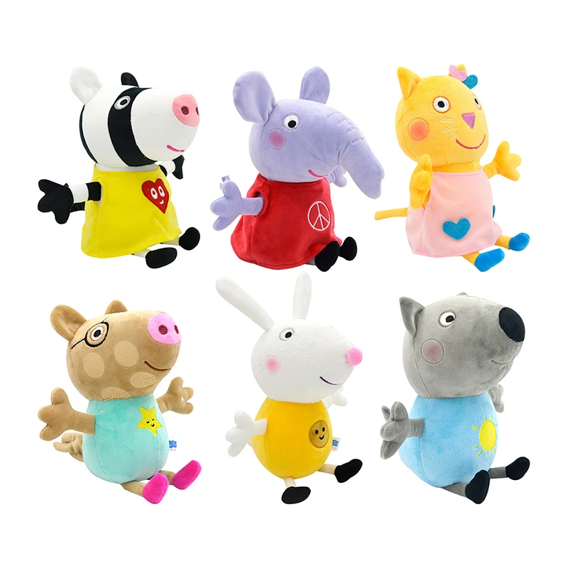 2pcs/set Peppa Pig Plush Toy Set Peppa Pig\'s Friend Partner Little rabbit Richard Elephant Emily Dog Danny Plush Doll Child Gift