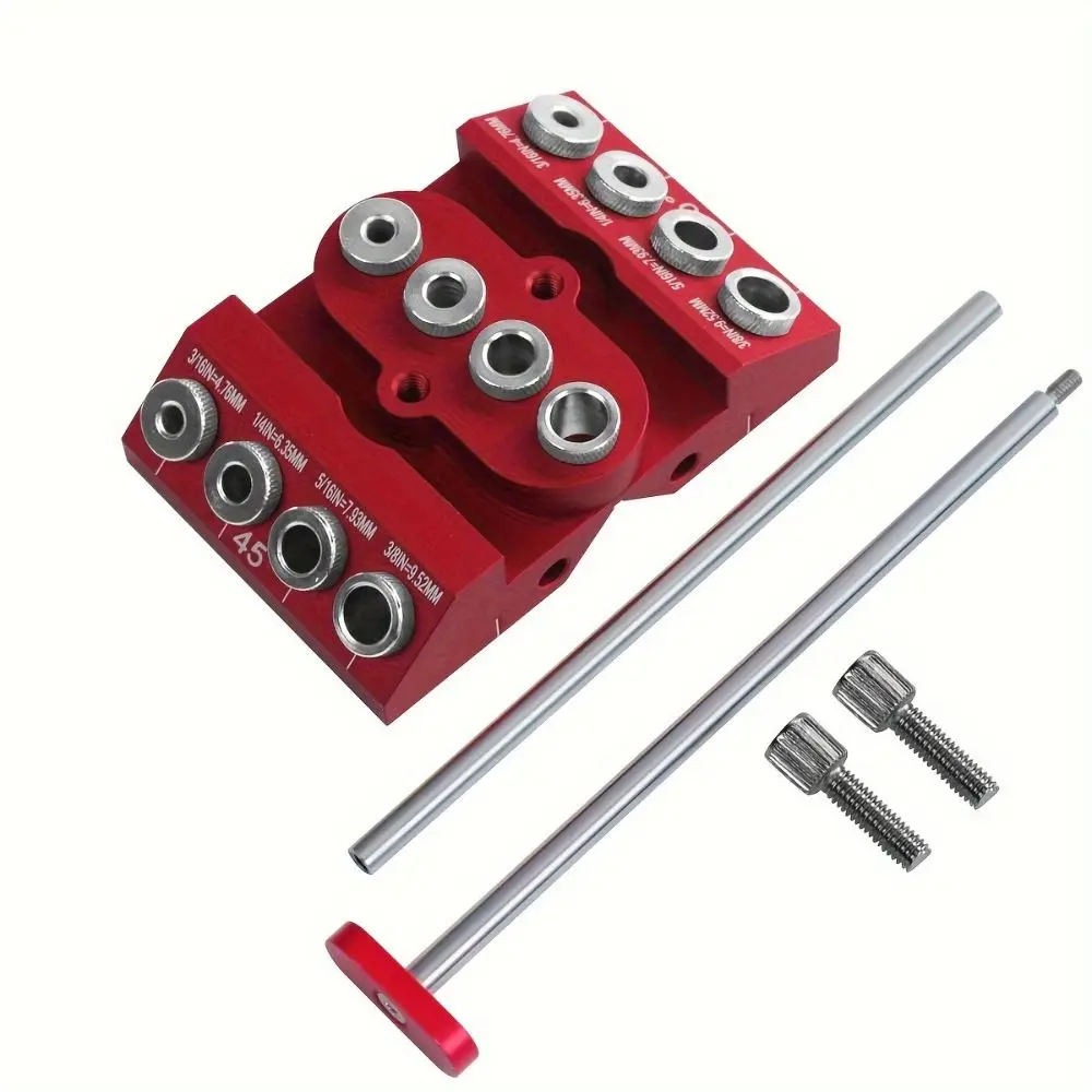 30/45/90 Degree Drill Guide Jig 4 Sizes Drill Hole Precision V-Drill Guide with Positioning Rod Aluminium Alloy