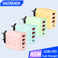 4 Ports USB Charger 40W Fast Charging Type C Wall Charger Quick Charge3.0 PD Charger For iPhone Samsung Xiaomi USB Phone Adapter