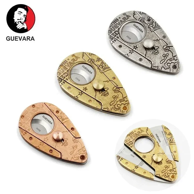 Guevara Cigar Cutter Stainless Steel Guillotine Classic Portable Household Double Cut Cigar Cutter Sharp Knife with Gift Box