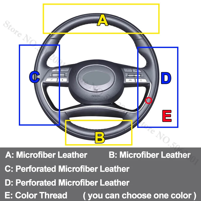 DIY Microfiber Leather Hand Sewing Steering Wheel Cover For Hyundai Palisade 2022-2024 Sonata DN8 2019-2023 Car Accessories