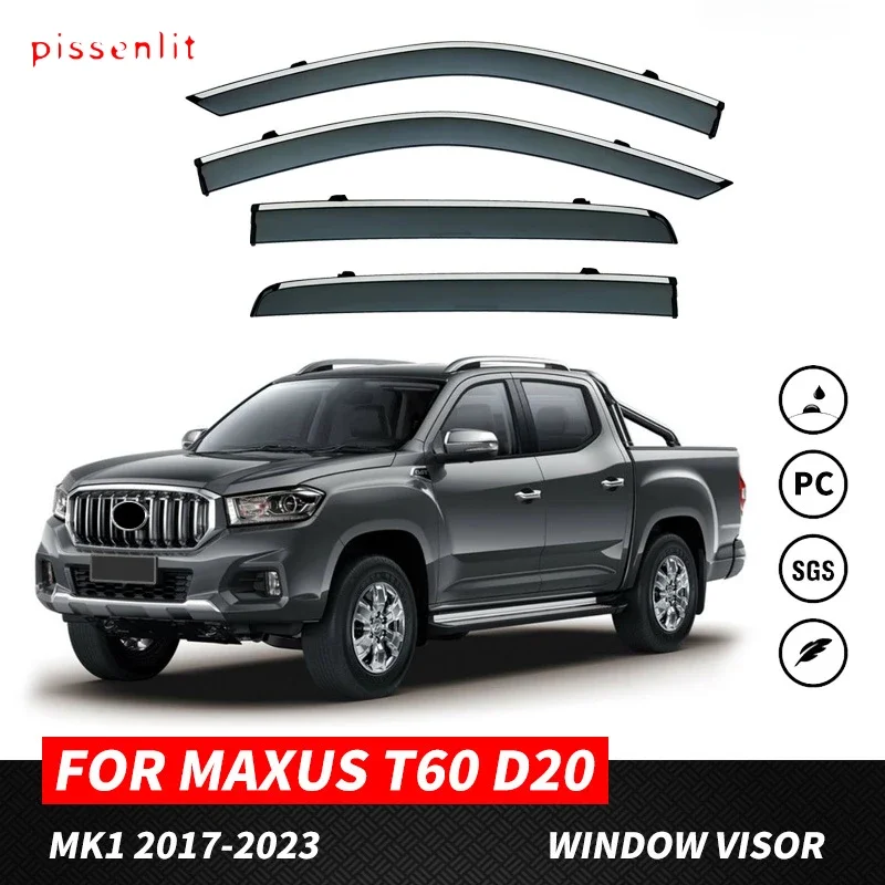 Window Visor for Maxus T60 D20 Pickup Accessories Bright Strip Wind Deflectors Visor Rain Guard Door Visor Vent Shades Ventvisor