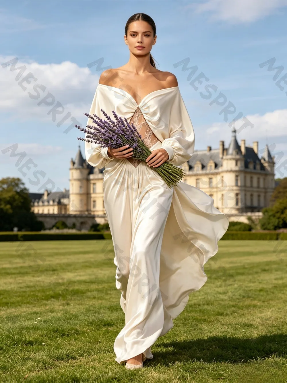 Customized Elegant Off Shoulder Mermaid Evening Gowns with Long Sleeves Backless Lace Patchwork Pleats and Floor Banquet Dresses