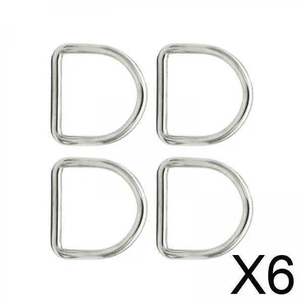 

6x 4Pcs Stainless Steel D Rings D Shape Buckles Hardware Seamless DIY Crafts Webbing Belts Buckle for Luggage Bags Purse Making