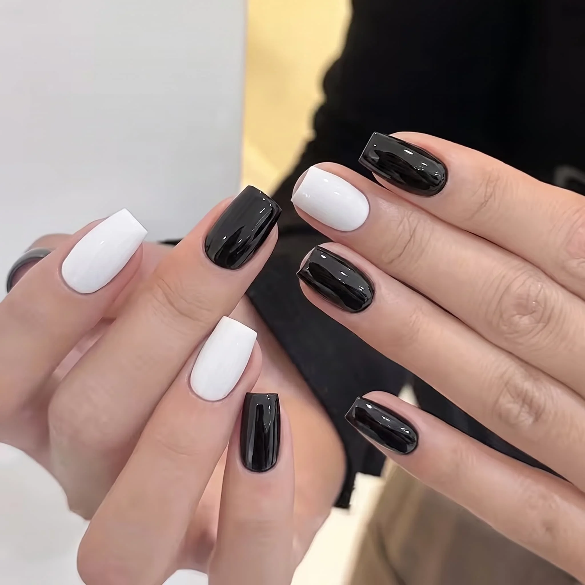 Hassleless Premium Cool Style 3-Piece Armor Gel Polish Set, 15ml Large Capacity Bottles, Classic Pure Black, Clean Milky White, Luxurious Silver Fine Glitter, Rich High-Shine Color, DIY French Color-Contrasting Salon Home Nail Art Kit