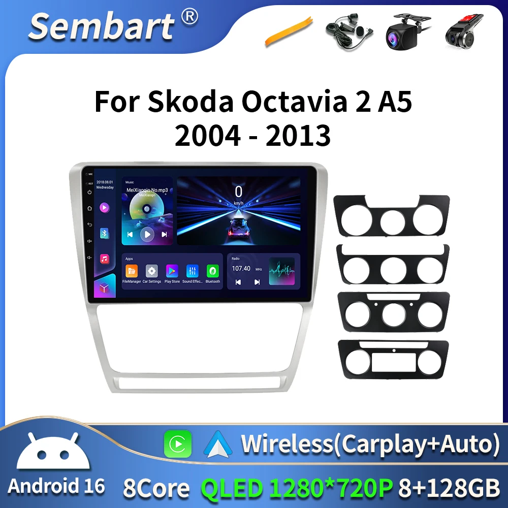 

Android 16 Car Radio for Skoda Octavia 2 A5 2004-2013 Multimedia Video Player Navigation 2Din Stereo DVD Carplay Head Unit BT