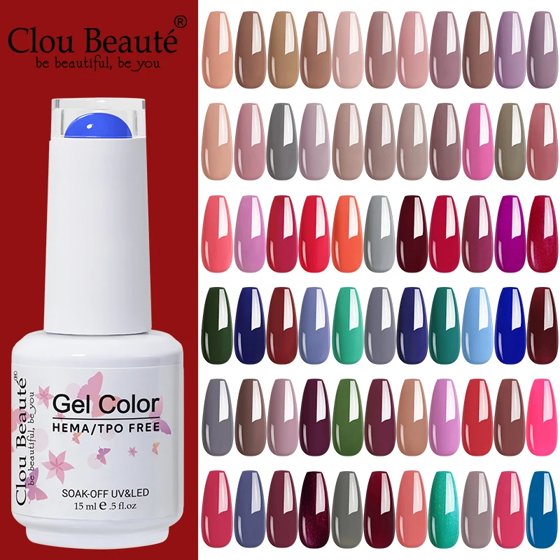 Clou Beaute 15ml hema tpo free Nail Gel Polish Vernis Semi Permanent UV Nail Glitter Varnish Base Top Coat Nails Polish Manicura