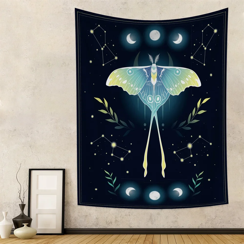 Tarot Card Psychedelic Skull Moth Snake Tapestry Wall Hanging Astrology Divination Bedspread Beach Mat Hippie Home Decor