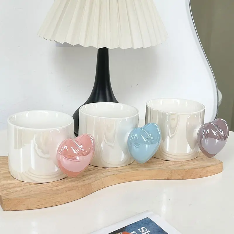 European Style Open Heart Shape Ceramic Coffee Cup Couple Gift Water Cup Abstract Heart Shape Three-dimensional Mug Office Mug
