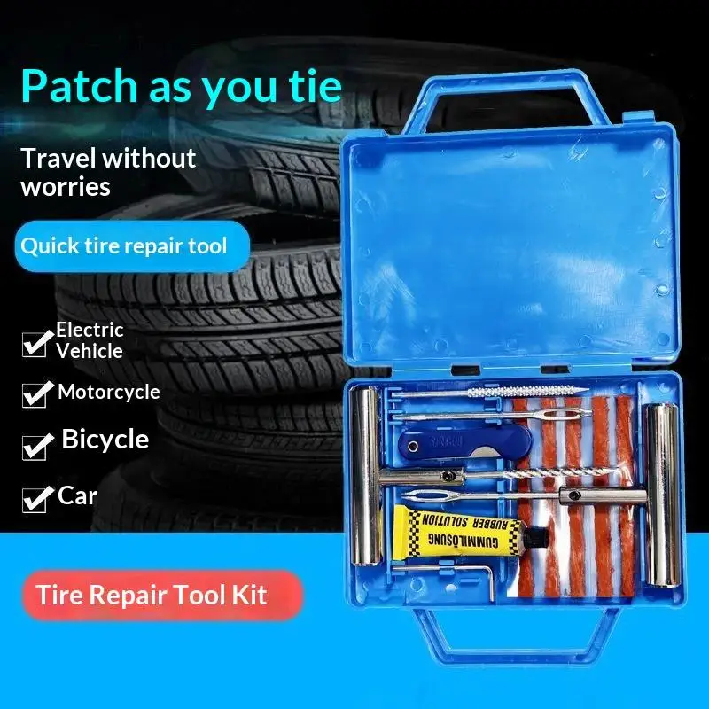 Car Tire Repair Kit Heavy Duty Emergency Puncture Repair Tool Set with Storage Box for Outdoor Road Trip view 6