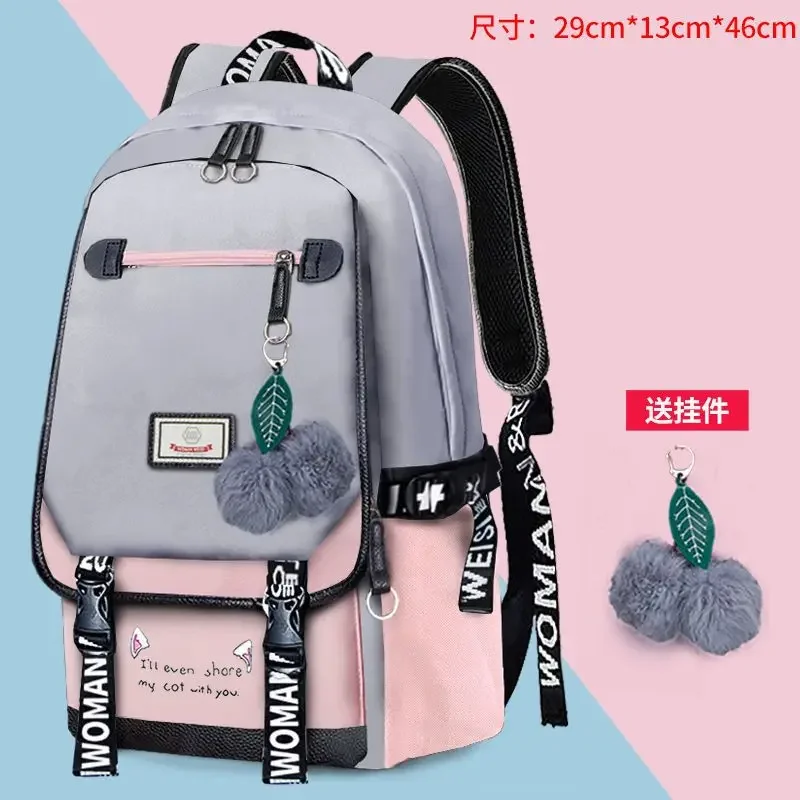 

Schoolbag Female Junior High School Student Back Bag Portable South New Version Girl Campus Backpack Large Capacity Waterproof