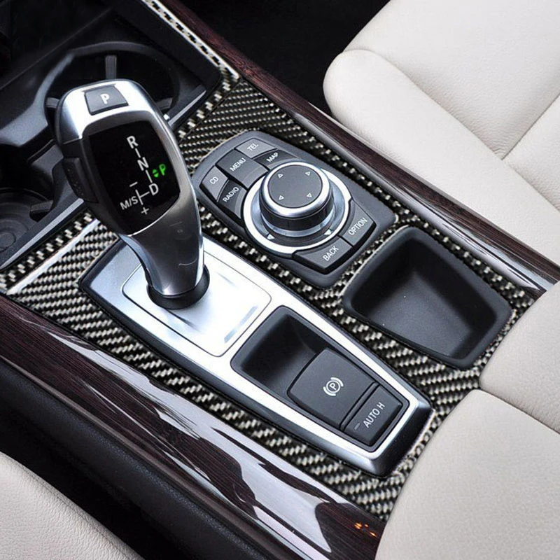 Carbon Fiber For BMW E70 E71 X5 X6 Interior Gearshift Air Conditioning AC CD Panel Reading Light Cover Trim Sticker Accessories