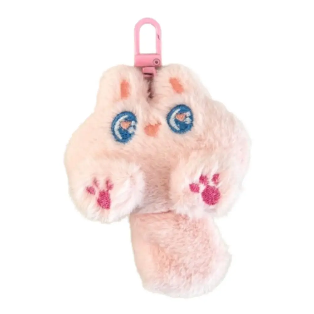 Pink Claw Coffee Cat Plush Keychain Stuffed Soft Cute Cat Plush Doll Attractive Eyes Ins Animal Plush Key Chain