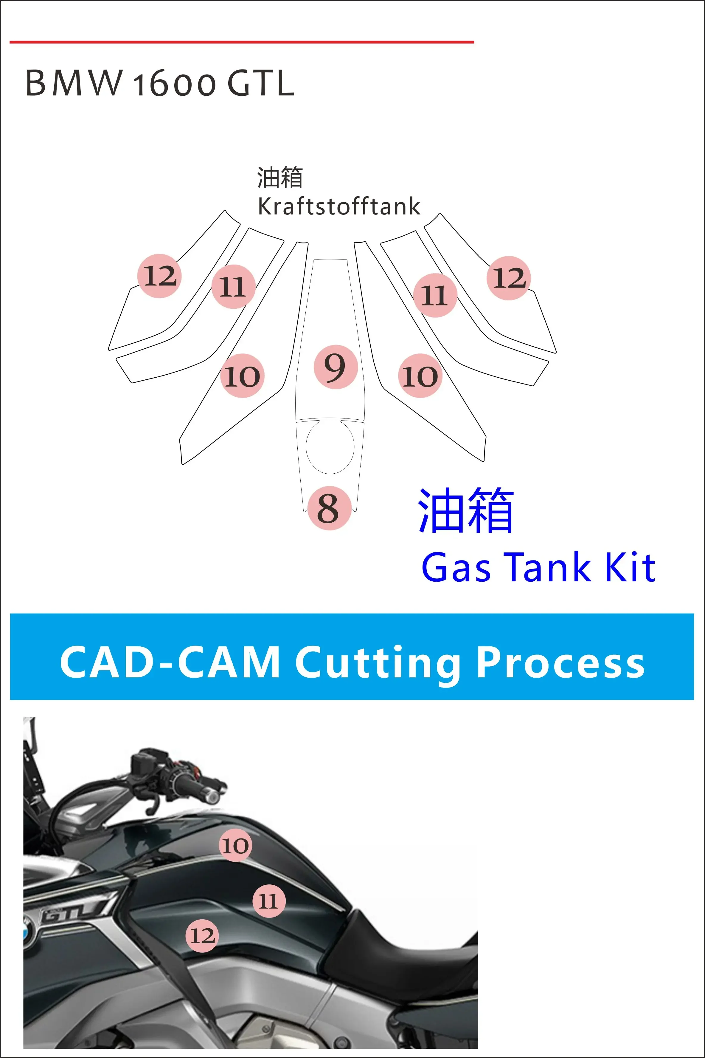 Motorcycle Paint Protection Film, Full Kits, Scratch and Chip Resistance, Self-Healing Technolog, BMW 1250 GTL, Applicable to