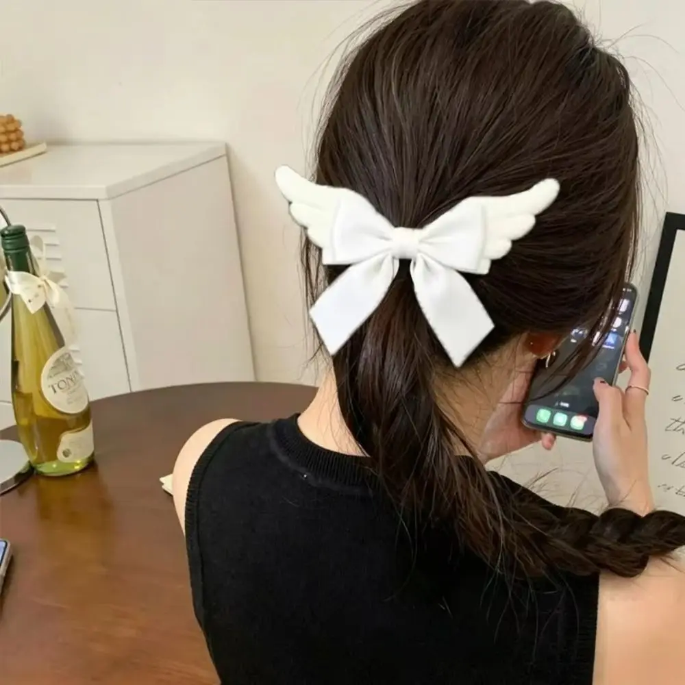 Fashion Y2K Angel Wing Hair Clip Creative Bowknot Cute Duckbill Clip Punk Alloy Hair Barrettes