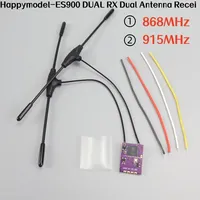 HappyModel-ES900 DUAL RX ELRS Diversity Receiver, 915MHz, 868MHz, Built-in TCXO for RC Airplane, FPV Long Range Drones, DIY Part