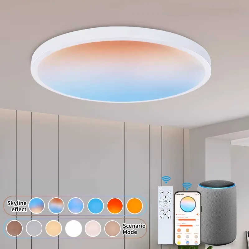 Modern Full-Spectrum TUYA WIFI LED Skylight Ceiling Light Hotel Use White Shade DIY Minimalist Design Eye Protective