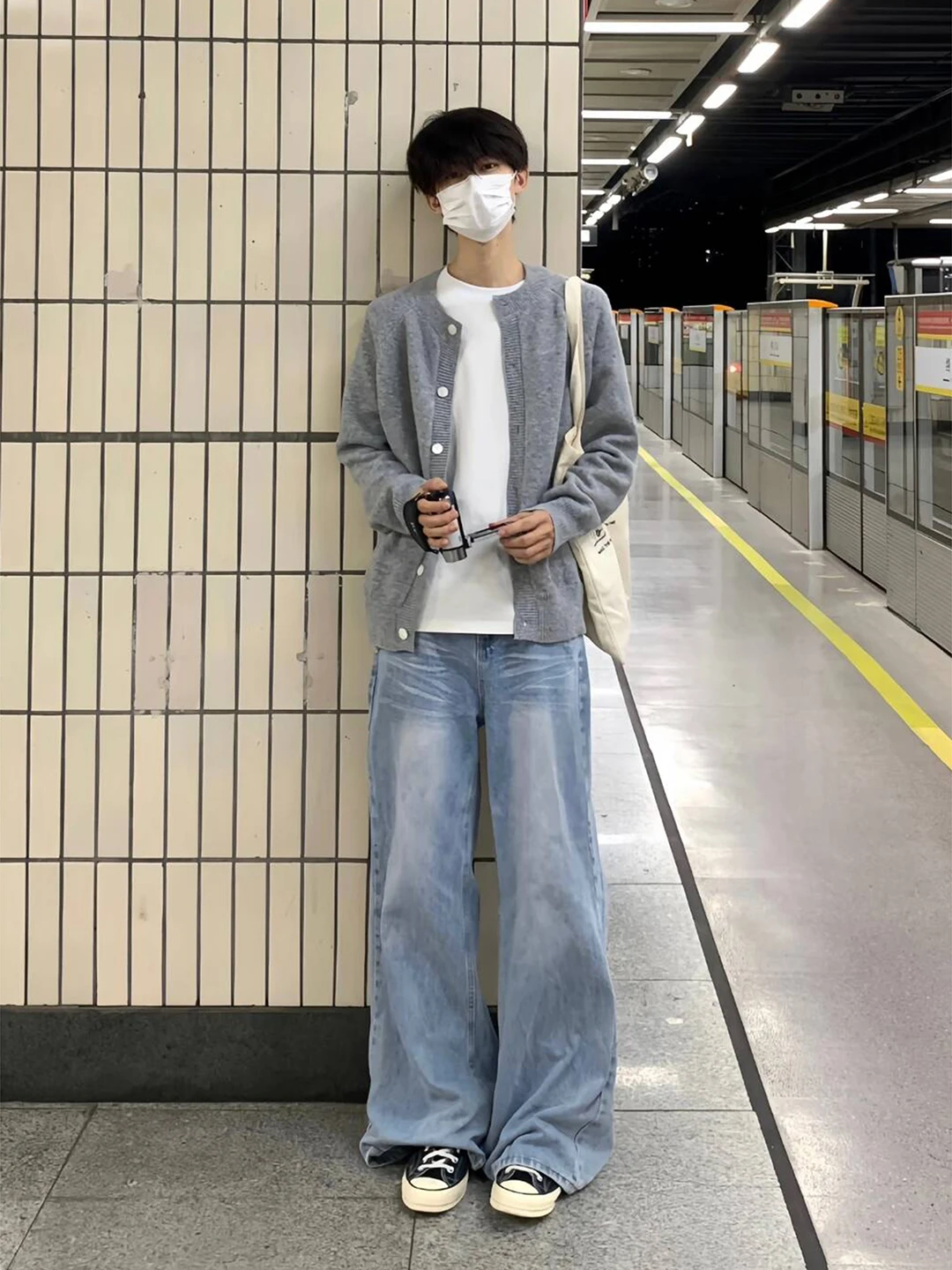 

Cleanfit Loose Wide Leg Jeans Men's Autumn Straight Cut Trousers American High Street Sle Blue Jeans Teenage Men's Clothing