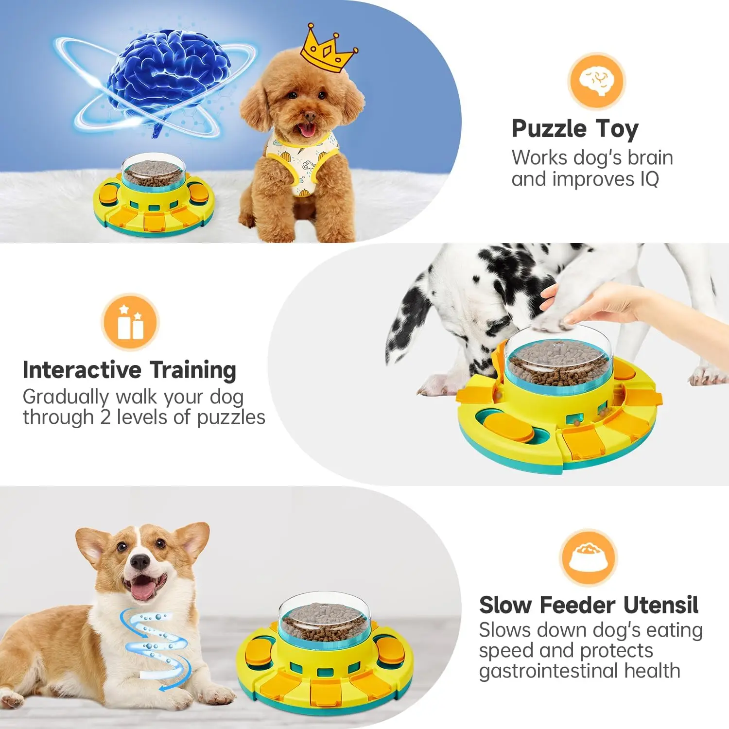 Dog Puzzle Toy Slow Feeder, Dog Food Treat Feeding Toys for IQ Training, Dog Entertainment Toys for All Breeds 4.2 Inch Height