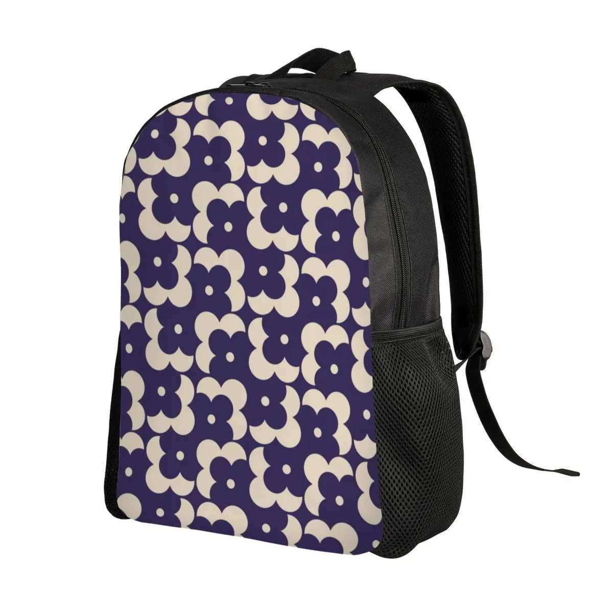 Personalized Flower Shadow Dot Navy Backpacks Men Women Casual Bookbag for School College Orla Kiely Bags