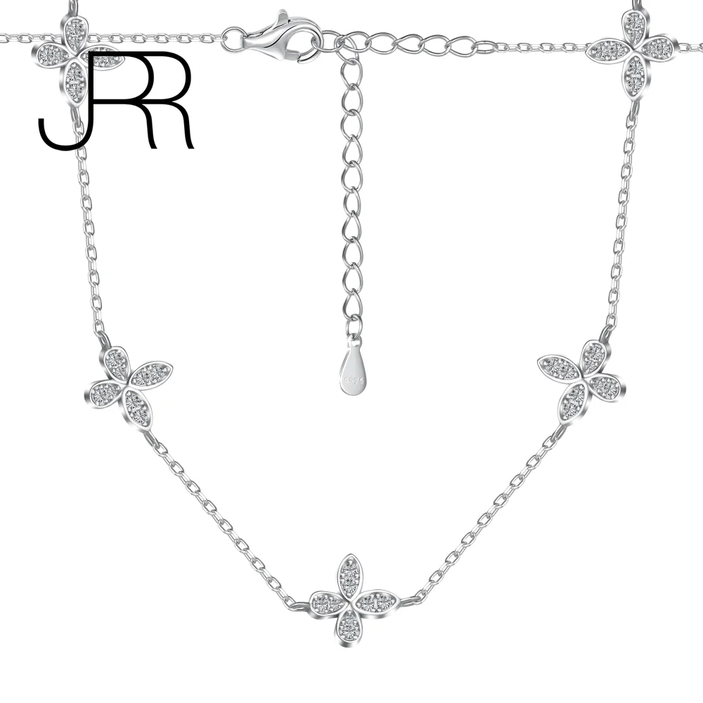 JRR New 925 Sterling Silver Exquisite Butterfly Choker Necklace for Women Girl's Girfts Fine Jewelry Free Shipping