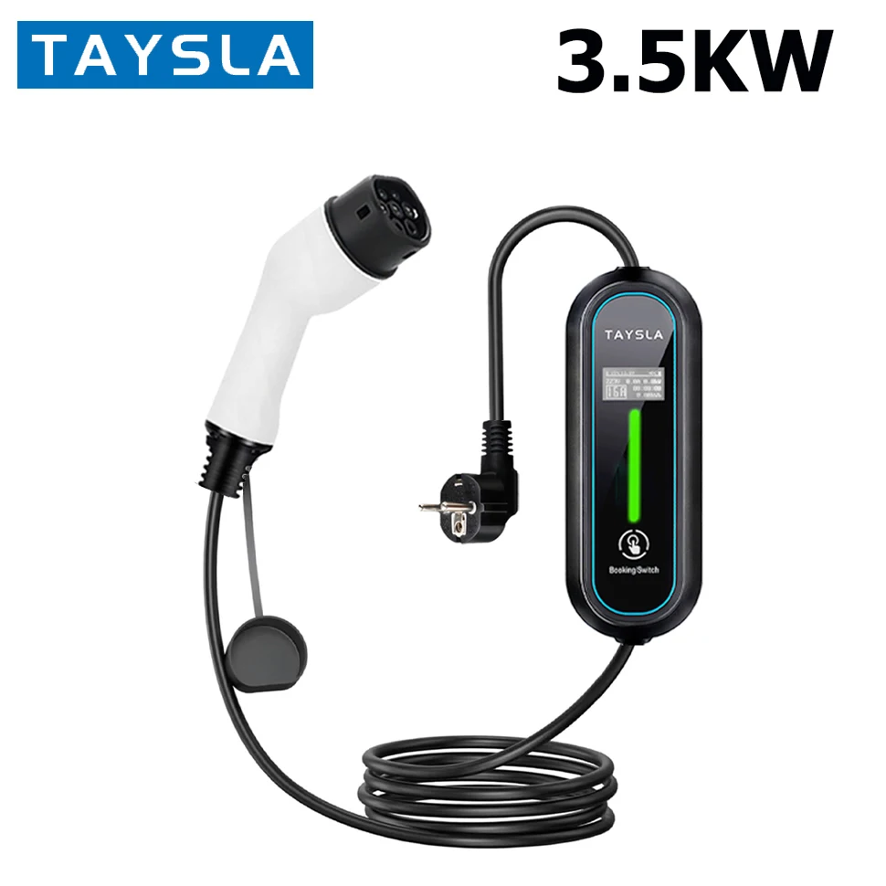 TAYSLA Electric Car Charger 16A 3.5KW Type 2 Portable EV Charger TYPE 1 Electric Charging Station EU Plug 80-260V EVSE for Togg