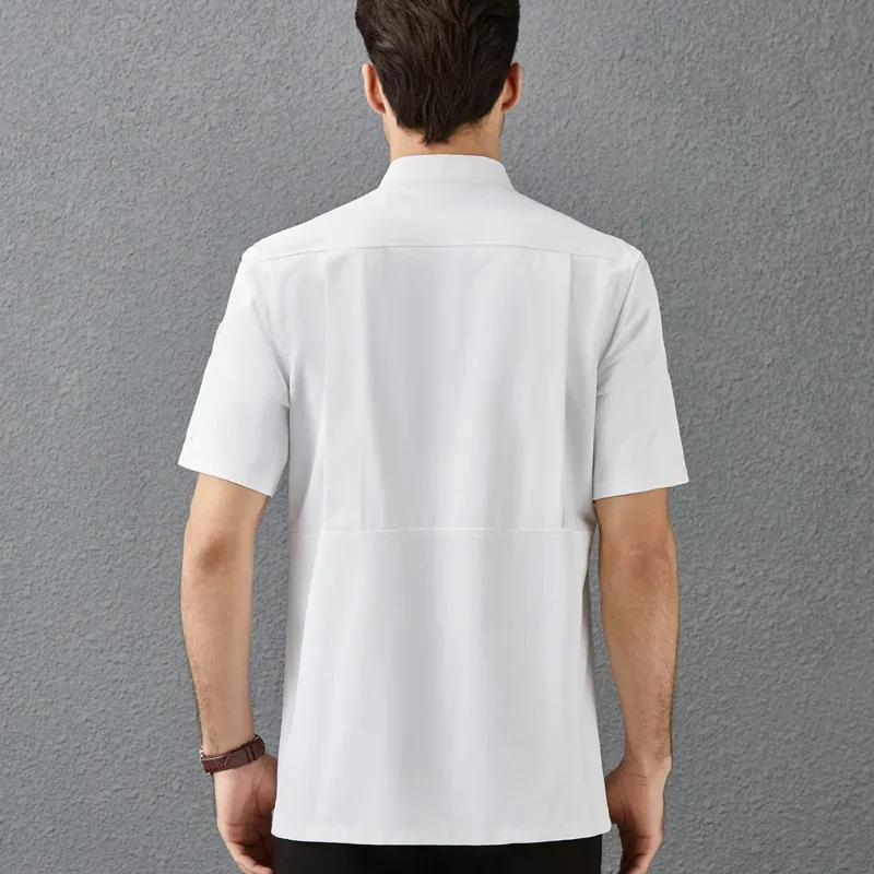 Vestes de Chef à manches courtes, uniforme de Chef de cuisine, uniformes de Restaurant, chemises d'été, manteau de cuisinier, vêtements de serveur