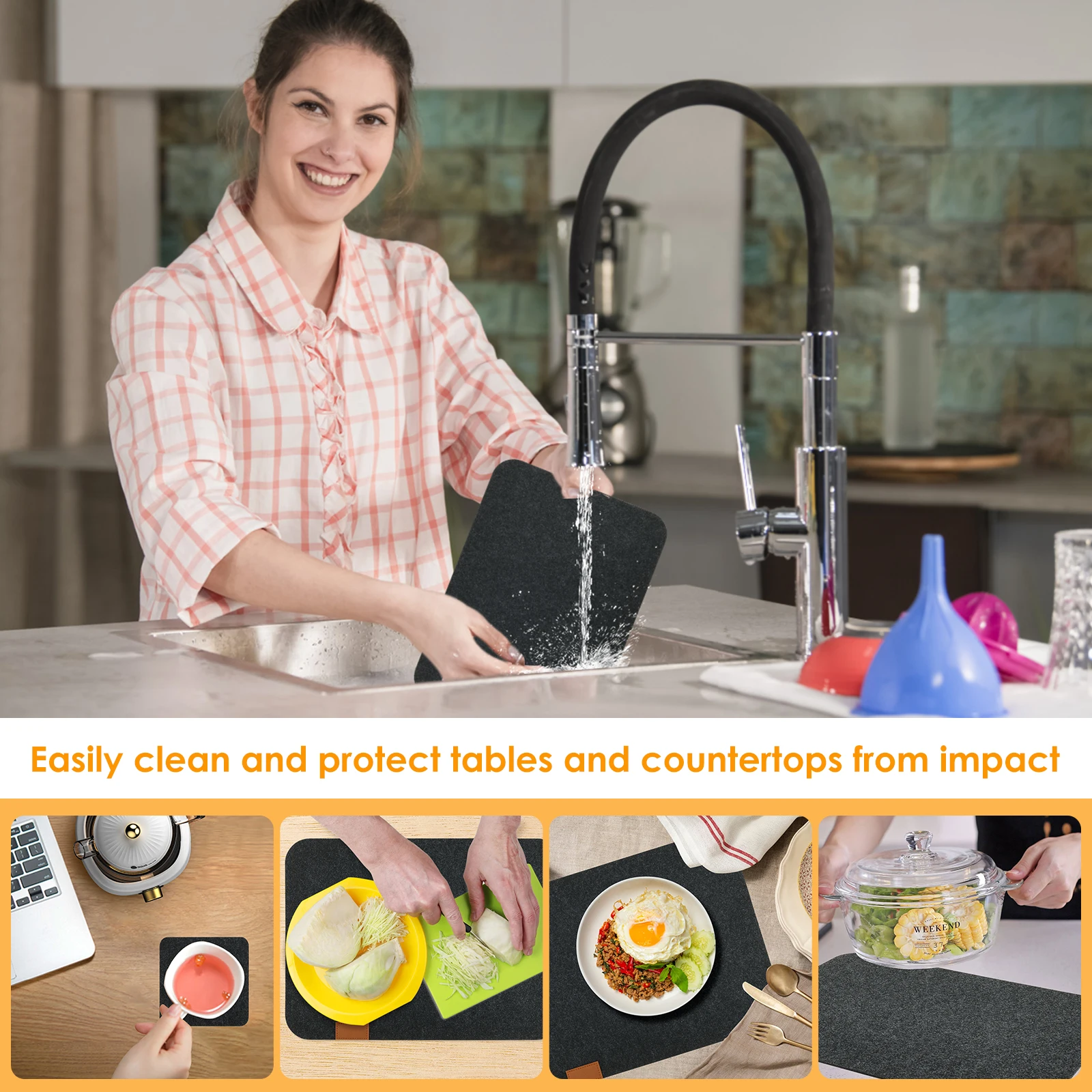 24pcs Placemats Felt Coaster Cutlery Bag Heat Resistant Dish Tableware Mat for Kitchen Restaurant Party Table Dining Place Mat