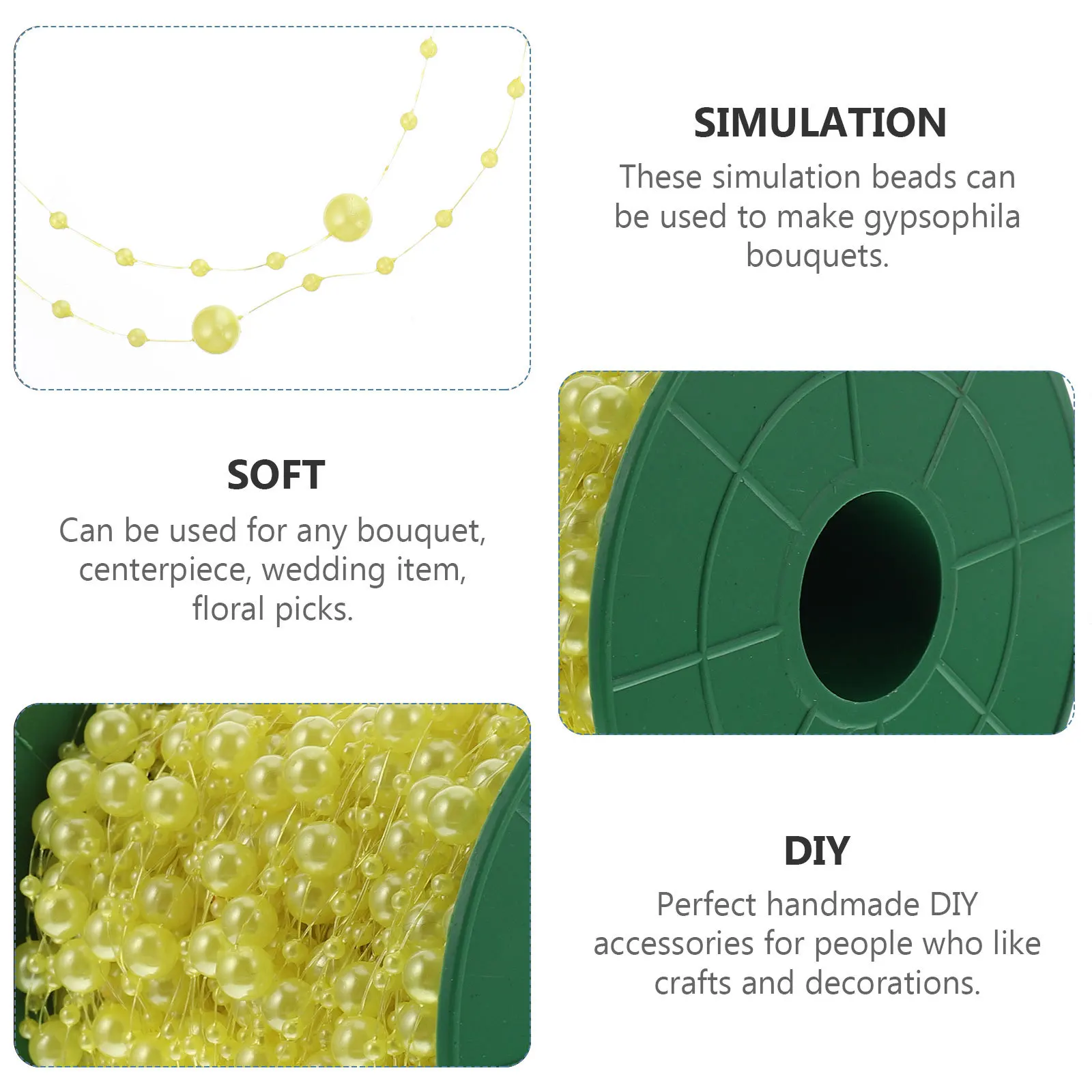 

1 рулон цепочки из искусственного жемчуга, простой многоцелевой аксессуар «сделай сам», 60 м, изготовление гирлянд, свадебное украшение, крышка лампы для букета
