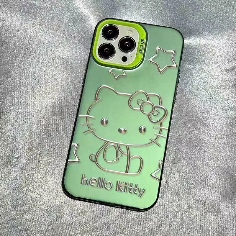 Чехол HelloKitty для IPhone с гальваническим покрытием, яркий розовый чехол для IPhone 7 8 Plus 16 15 14 12 13 11 Pro Max, высококачественные чехлы