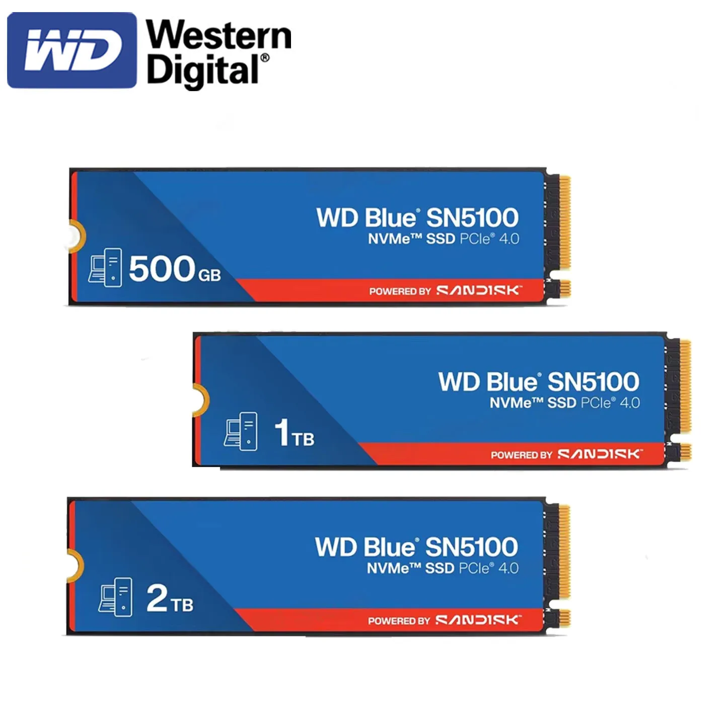 Unidad de estado sólido interna WD Blue SN5100 NVMe M.2 SSD PCIe 4.0 de 500 GB, 1 TB, 2 TB, disco duro de alta velocidad para computadora portátil, computadora de escritorio y juegos.