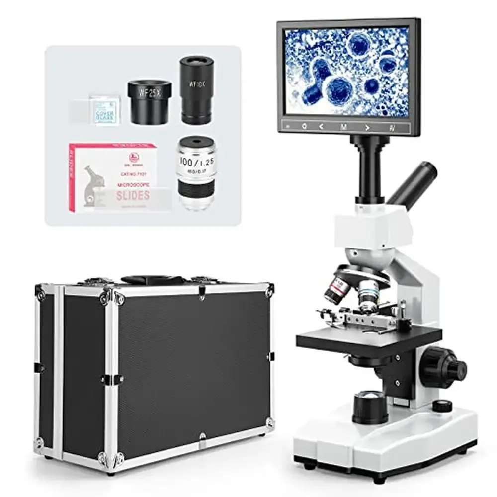 Lab Compound Monocular Microscope 40X-2500X Magnification 7