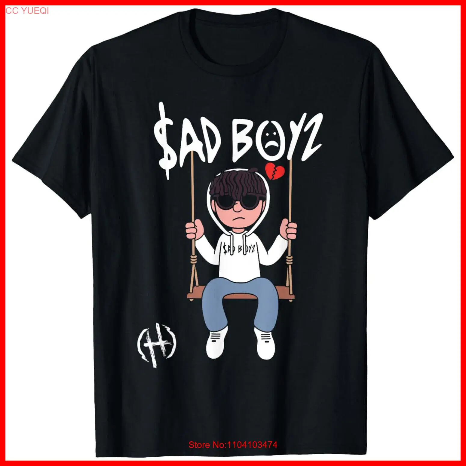 Mente positiva Junior Corridos Tumbados H Belicos Sad Boys Black Cotton T-Shirt