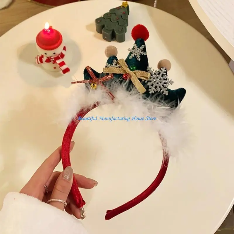 E56A Tree Santa Hat Hair Hoop Cosplay Costume Christmas Party Props Santa Headband