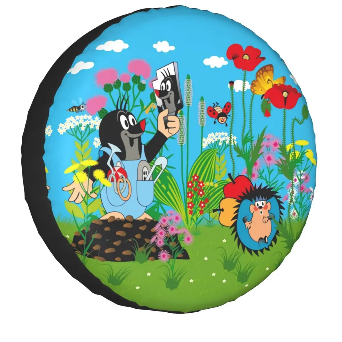 Funny Mole Selfie Spare Tire Cover for Jeep RV SUV Trailer Krtek Little Maulwurf Car Wheel Protector Covers 14