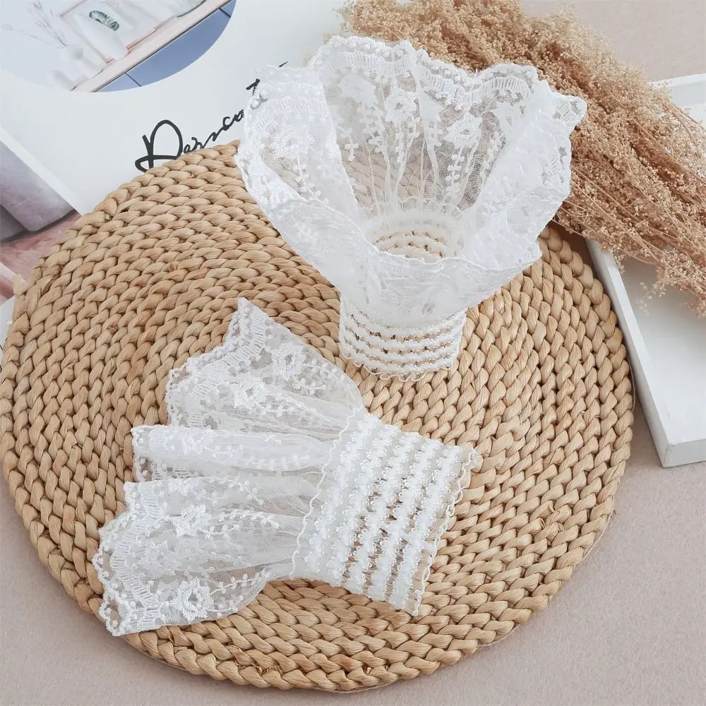 Fashion Victorian Detachable Sleeves Cuffs Solid Color Costume Accessory Fake Sleeves Cuffs Lace Ruffled Wrist Wedding