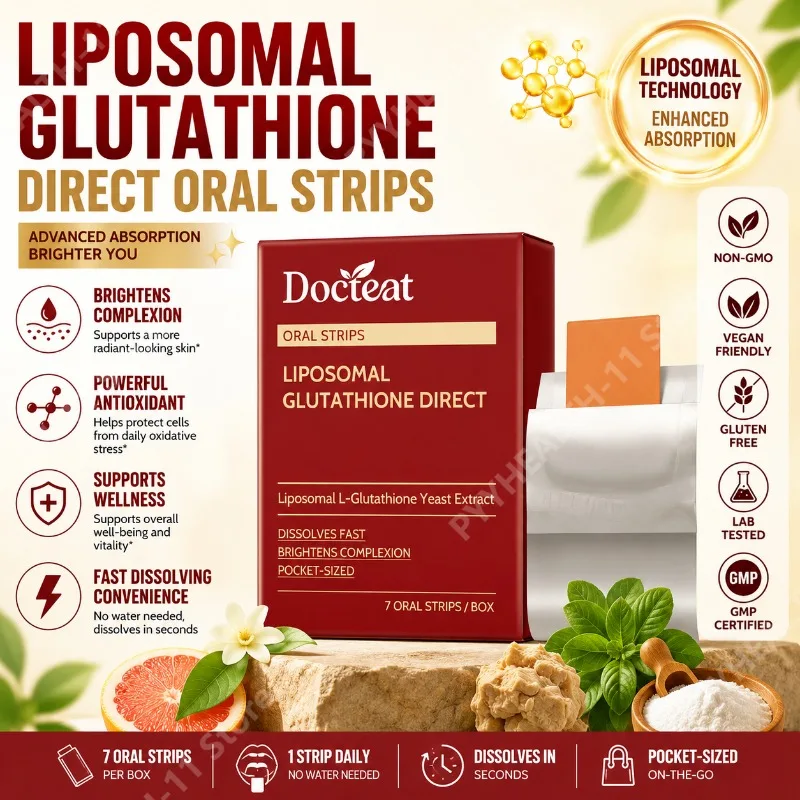 Docteat Liposomal Glutathione Direct Oral Strips, Antioxidant & Skin Glow Support with Vitamin C E, Adults Non-GMO 7 Count