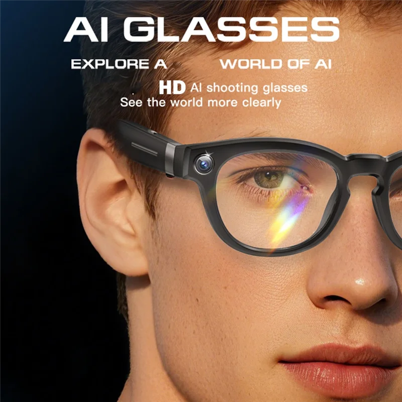AAAEL-AI Smart Glasses Camera 800W Real-Time Translation HD Image Stabilization For Office Business Travel Music Sunglasses