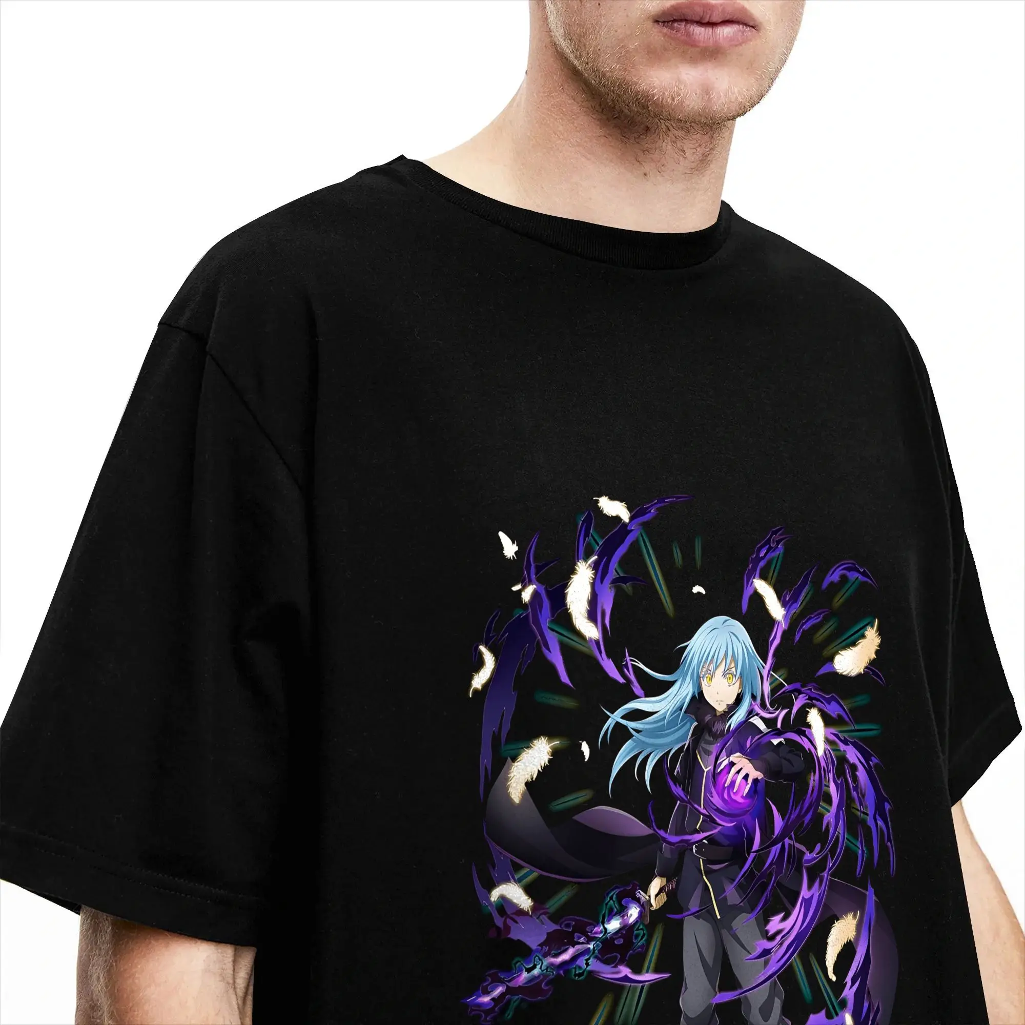 Herren T-Shirt Anime That Time I Got Reincarnated As A Slime T-Shirts Neuheit Rimuru Tempest Sommer-T-Shirts Streetwear Baumwollkleidung – Detail 3
