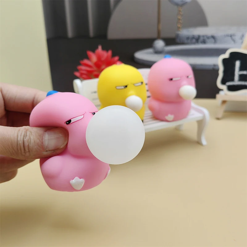 Creative Cartoon Spitting Bubble Squinty Duck Pinch Toys Cute Chicken Spitting Bubble Toys Children's Puzzle Holiday Gifts