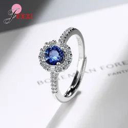 Fashion 925 Sterling Silver Cubic Zircon Open Rings Geometric Adjustable Rings For Women Adjustable Jewelry Party Gfit Wholesale